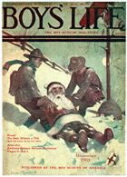 Santa and Scouts in Snow from the December 1913 Boys' Life cover
