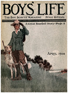 Scout with Dog on Hill from the April 1914 Boys' Life cover