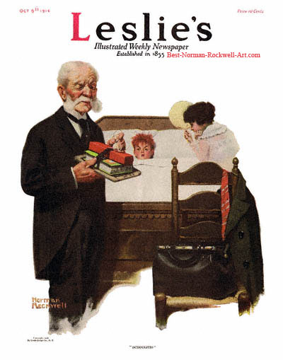 Schoolitis by Norman Rockwell appeared on Leslie's cover October 5, 1916