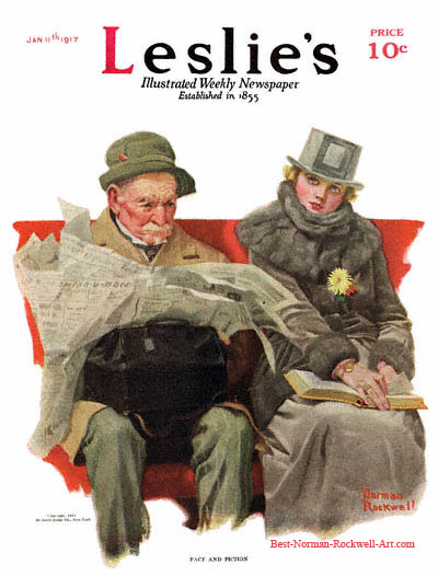 Fact and Fiction by Norman Rockwell appeared on Leslie's cover January 17, 1917