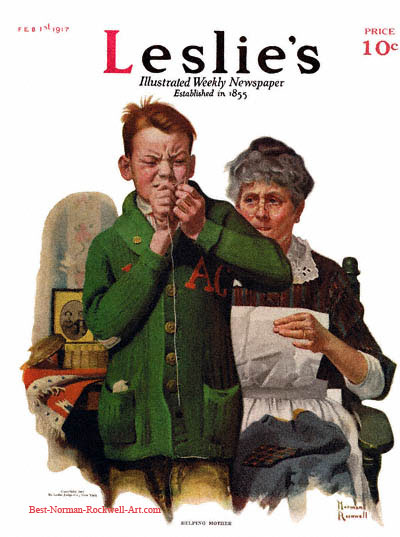 Helping Mother by Norman Rockwell appeared on Leslie's cover February 1, 1917