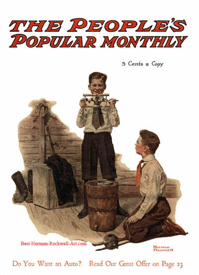Two Boys Making Ice Cream by Norman Rockwell (1917) Two Boys Making Ice Cream by Norman Rockwell appeared on Peoples Popular Monthly cover June 1917