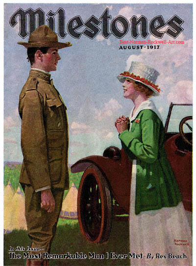 Woman with Soldier by Norman Rockwell appeared on Milestones cover August 1917