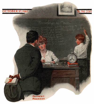 Knowledge Is Power by Norman Rockwell Saturday Evening Post cover October 27, 1917 issue 