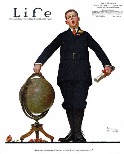 When in the Course by Norman Rockwell appeared on Life Magazine cover June 27, 1918