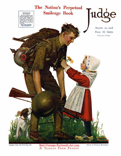 A Tribute from France by Norman Rockwell appeared on Judge cover August 10, 1918