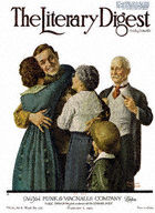 Norman Rockwell's Soldier Reunited with Family from the February 20, 1919 Literary Digest cover