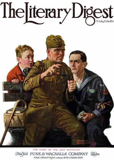 Story of the Lost Battalion by Norman Rockwell from the March 1, 1919 cover of The Literary Digest