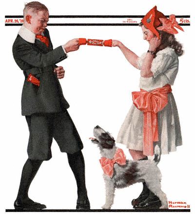 The April 26, 1919 Saturday Evening Post cover by Norman Rockwell entitled The Party Favor
