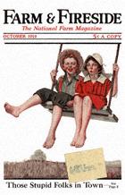 Norman Rockwell's Boy and Girl Swinging from the October 1919 Farm And Fireside cover