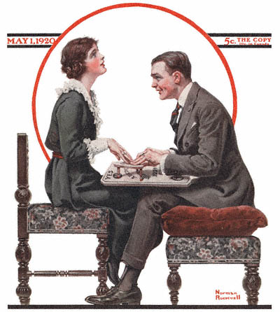 The May 1, 1920 Saturday Evening Post cover by Norman Rockwell entitled The Ouija Board
