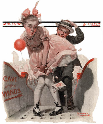 The August 28, 1920 Saturday Evening Post cover by Norman Rockwell entitled Cave of the Winds