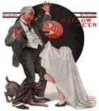Grandfather Frightened by Jack-O-Lantern from the October 23, 1920 Saturday Evening Post cover