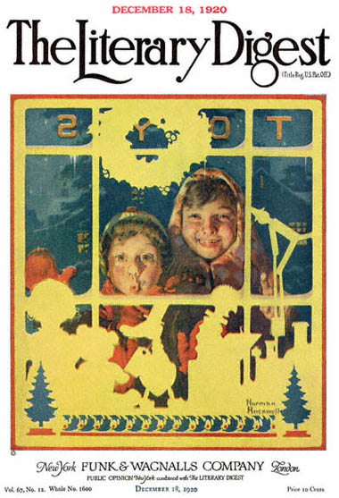 Children Looking in Toy Store Window by Norman Rockwell from the December 18,1920 issue of The Literary Digest