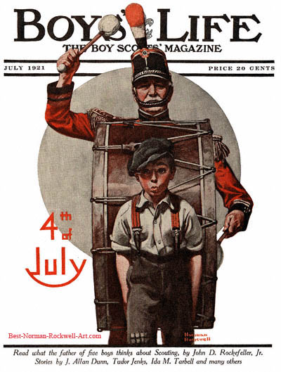 Norman Rockwell cover for Boys' Life appearing August 1919 entitled Fourth of July
