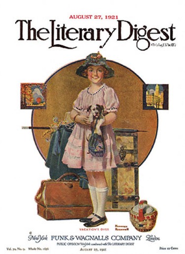 Vacation's Over by Norman Rockwell from the August 27, 1921 issue of The Literary Digest