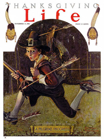 The Norman Rockwell painting, entitled A Pilgrim's Progress, from the cover of Life magazine published November 17, 1921