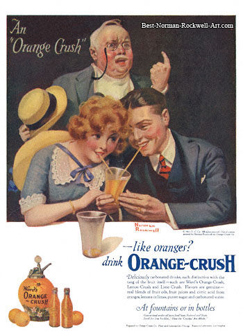 Orange Crush advertisement by Norman Rockwell entitled An Orange Crush