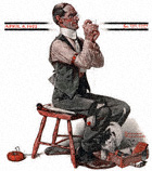 Man Threading a Needle from the April 8, 1922 Saturday Evening Post cover