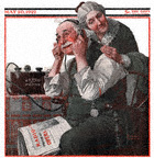 Old Couple Listening to Radio from the May 20, 1922 Saturday Evening Post cover