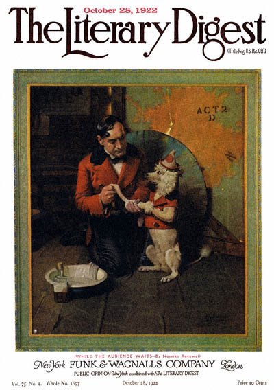 While the Audience Waits by Norman Rockwell from the October 28, 1922 issue of The Literary Digest