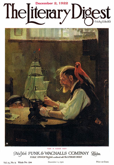 For a Good Boy or Sea Captain Building Ship Model by Norman Rockwell from the December 2, 1922 issue of The Literary Digest