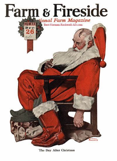 Santa Napping or The Day After Christmas by Norman Rockwell appeared on Farm And Fireside cover December 1922