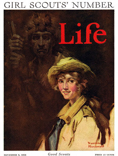 Good Scouts, the Girl Scouts Number, by Norman Rockwell appeared on Life Magazine cover November 8, 1924
