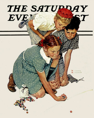 The September 2, 1939 Saturday Evening Post cover by Norman Rockwell entitled Marble Champion
