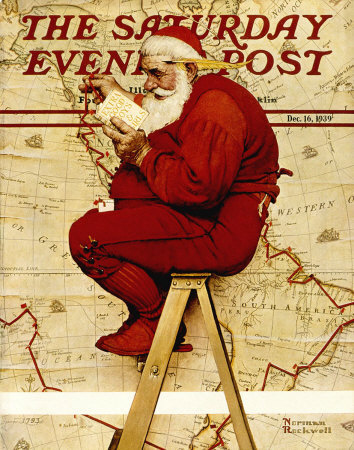 Norman Rockwell: Santa At The Map