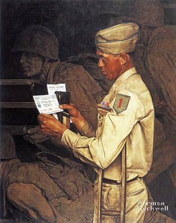 The July 1, 1944 Saturday Evening Post cover by Norman Rockwell entitled Disabled Veteran
