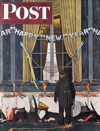 The December 29, 1945 Saturday Evening Post cover by Norman Rockwell entitled Happy New Year