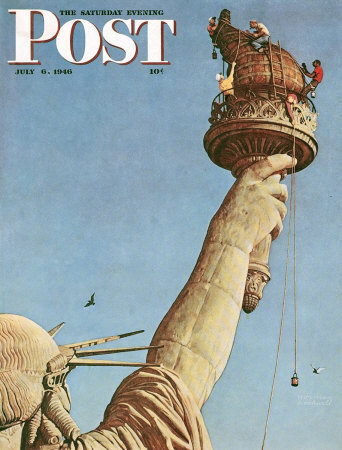 The July 6, 1946 Saturday Evening Post cover by Norman Rockwell entitled Statue of Liberty
