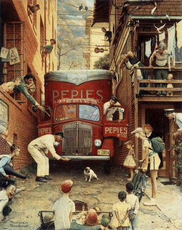 The July 9, 1949 Saturday Evening Post cover by Norman Rockwell entitled Roadblock