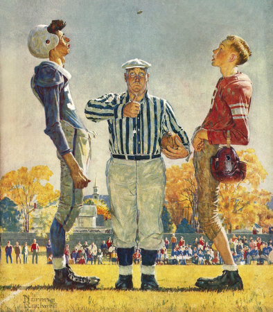 The October 21, 1950 Saturday Evening Post cover by Norman Rockwell entitled The Referee