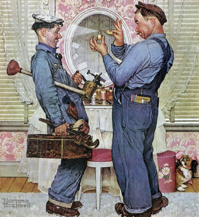 The June 2, 1952 Saturday Evening Post cover by Norman Rockwell entitled Two Plumbers