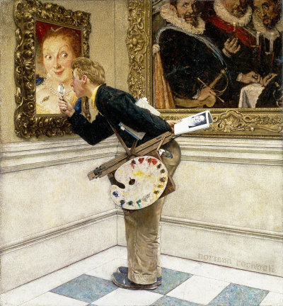 The April 16, 1955 Saturday Evening Post cover by Norman Rockwell entitled Art Critic