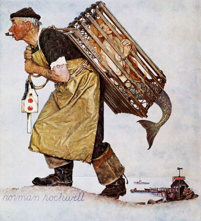 The August 20, 1955 Saturday Evening Post cover by Norman Rockwell entitled Mermaid
