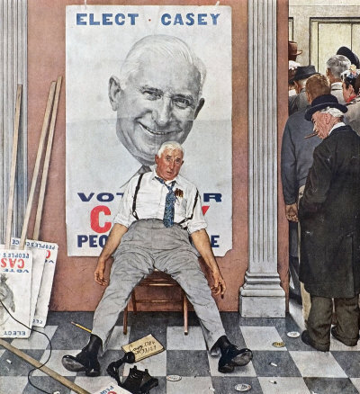 The November 8, 1958 Saturday Evening Post cover by Norman Rockwell entitled Elect Casey