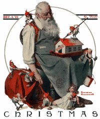 Norman Rockwell's December 2, 1922 Saturday Evening Post cover entitled Santa with Elves