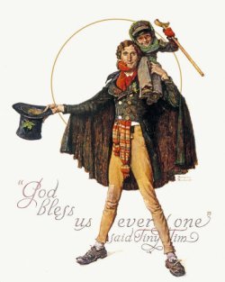 Norman Rockwell Tiny Tim and Bob Cratchit