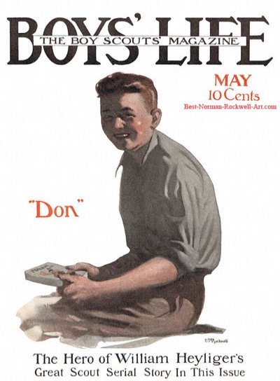 Norman Rockwell cover for Boys' Life appearing May 1915 entitled Don Strong