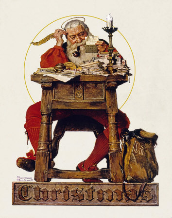 Norman Rockwell Christmas: Santa Claus Reading Mail