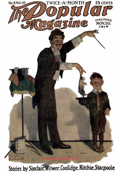 The Magician by Norman Rockwell appeared on Popular Magazine cover November 20, 1916