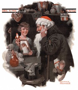 Saturday Evening Post Norman Rockwell Man Playing Santa