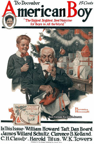 Merry Christmas Grandpa by Norman Rockwell appeared on American Boy cover December 1916