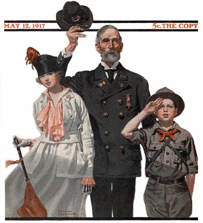 The May 12, 1917 Saturday Evening Post cover by Norman Rockwell entitled Saluting the Flag