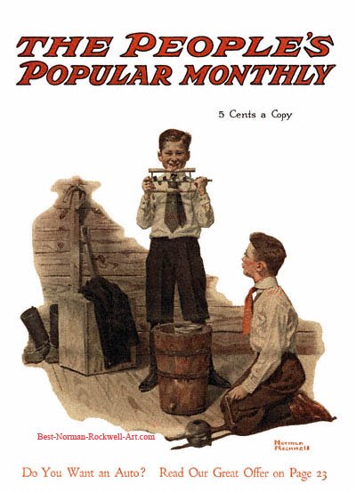 Two Boys Making Ice Cream by Norman Rockwell appeared on Peoples Popular Monthly cover June 1917