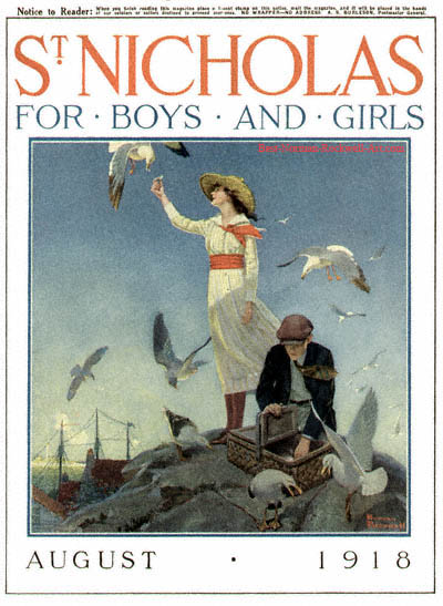 Picnic on a Rocky Coast by Norman Rockwell appeared on St. Nicholas cover August 1918
