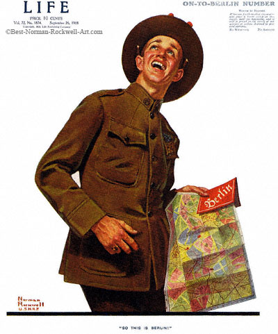 So This Is Berlin by Norman Rockwell appeared on Life Magazine cover September 26, 1918